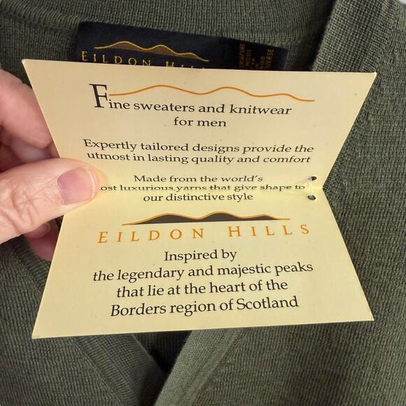 Vtg NWT Eildon Hills Green Merino Wool Button Front Sweater Vest Pockets L Prep - Picture 3 of 6